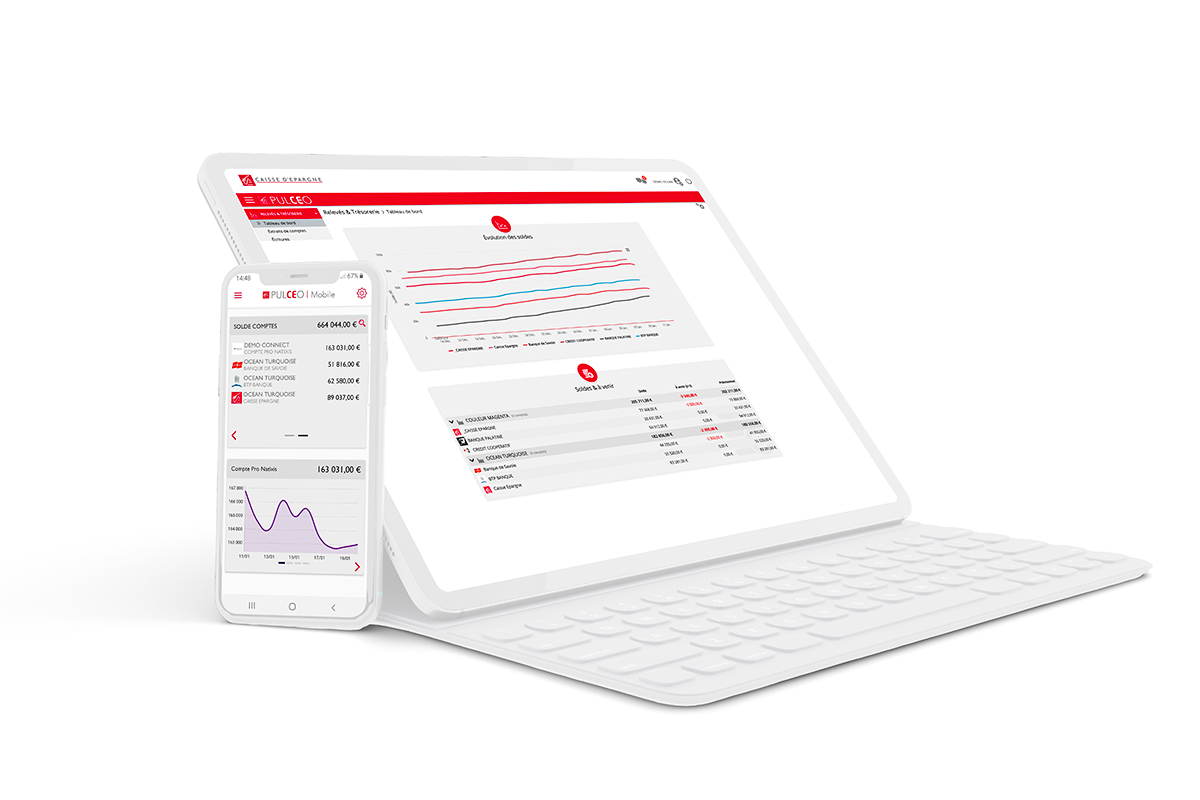 Ordinateur et smartphone avec statistiques de compte